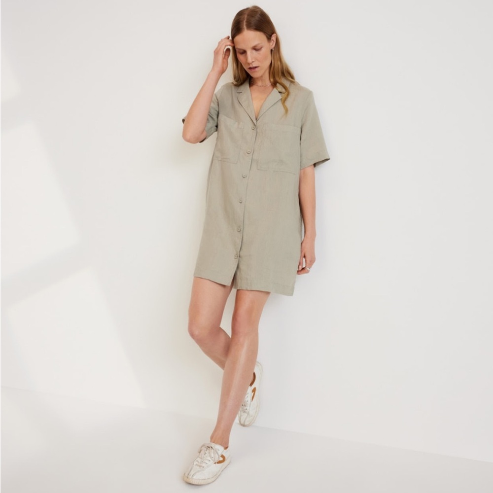 Everlane Work Wear Linen Dress - Seagrass